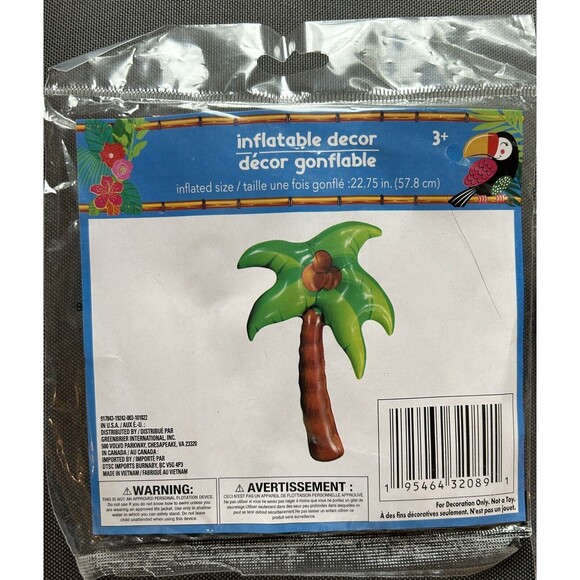 Inflatable Pineapple Palm Tree Luau Party Decor Table Decoration NEW SEALED - Picture 2 of 9